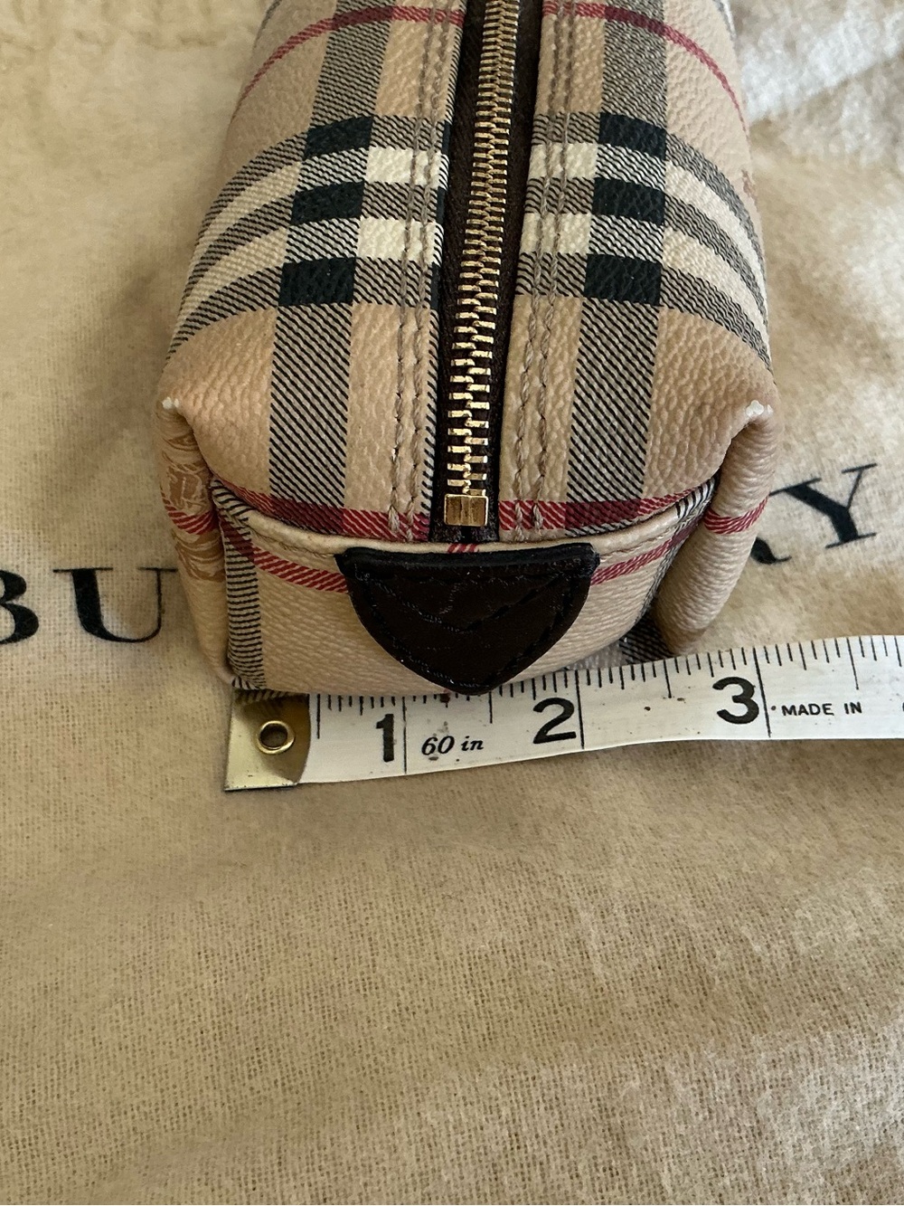 Burberry Beige Black Red Check Cosmetic Pouch - Picture 5 of 7